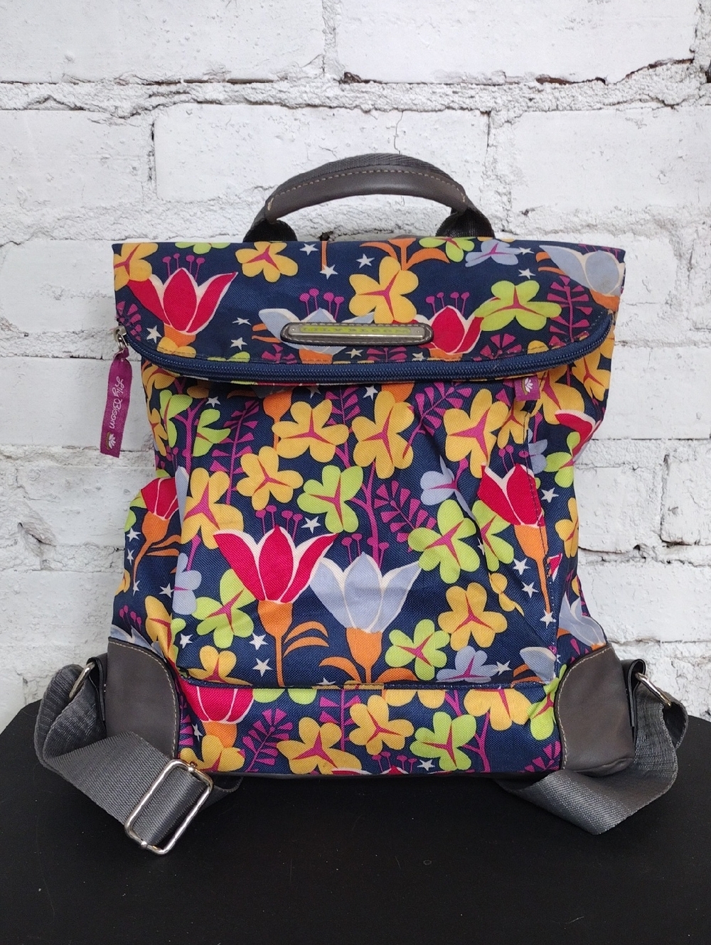 Lily Bloom Navy Multicolor Floral Convertible Backpack